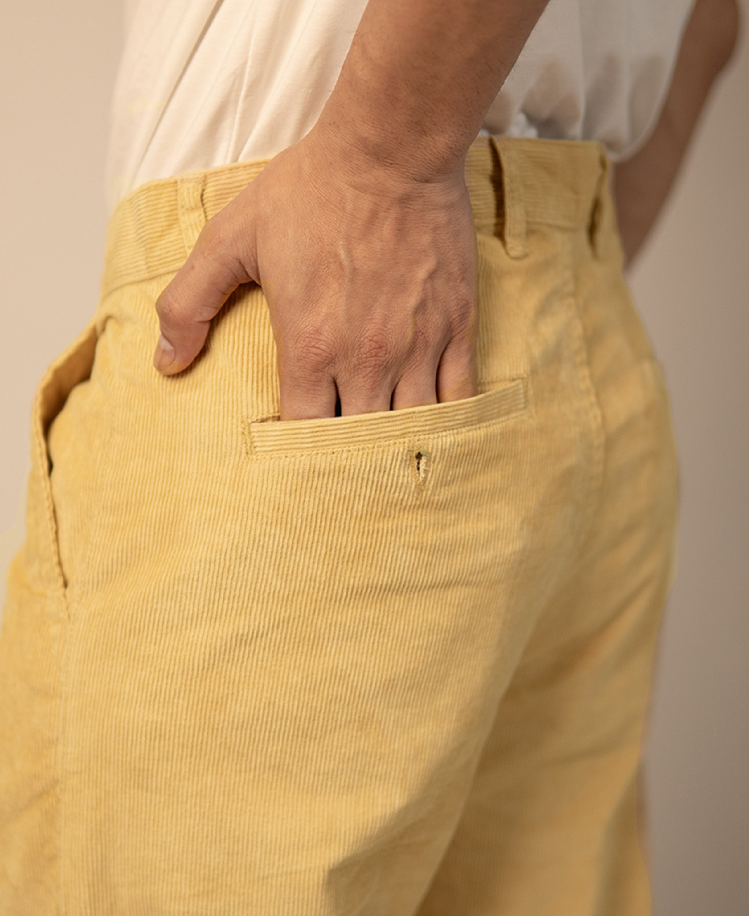 Cream Regular Fit Cotton Pants