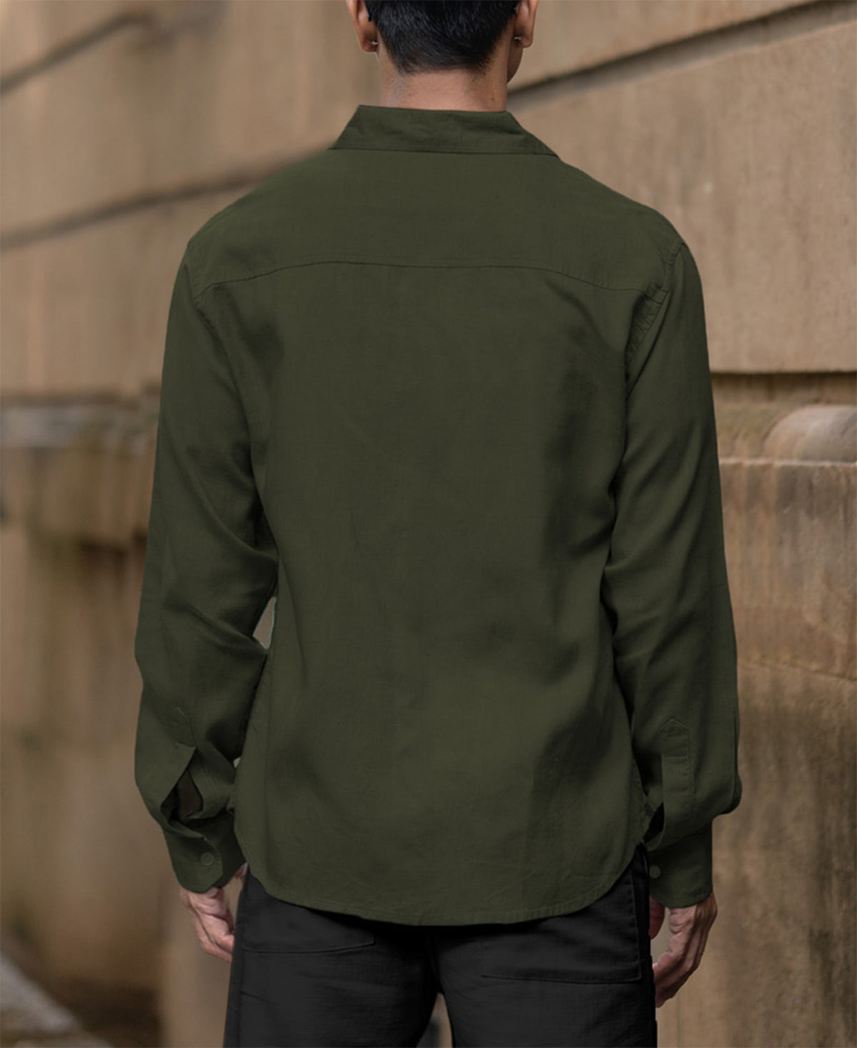 Olive Linen Blend Shirt