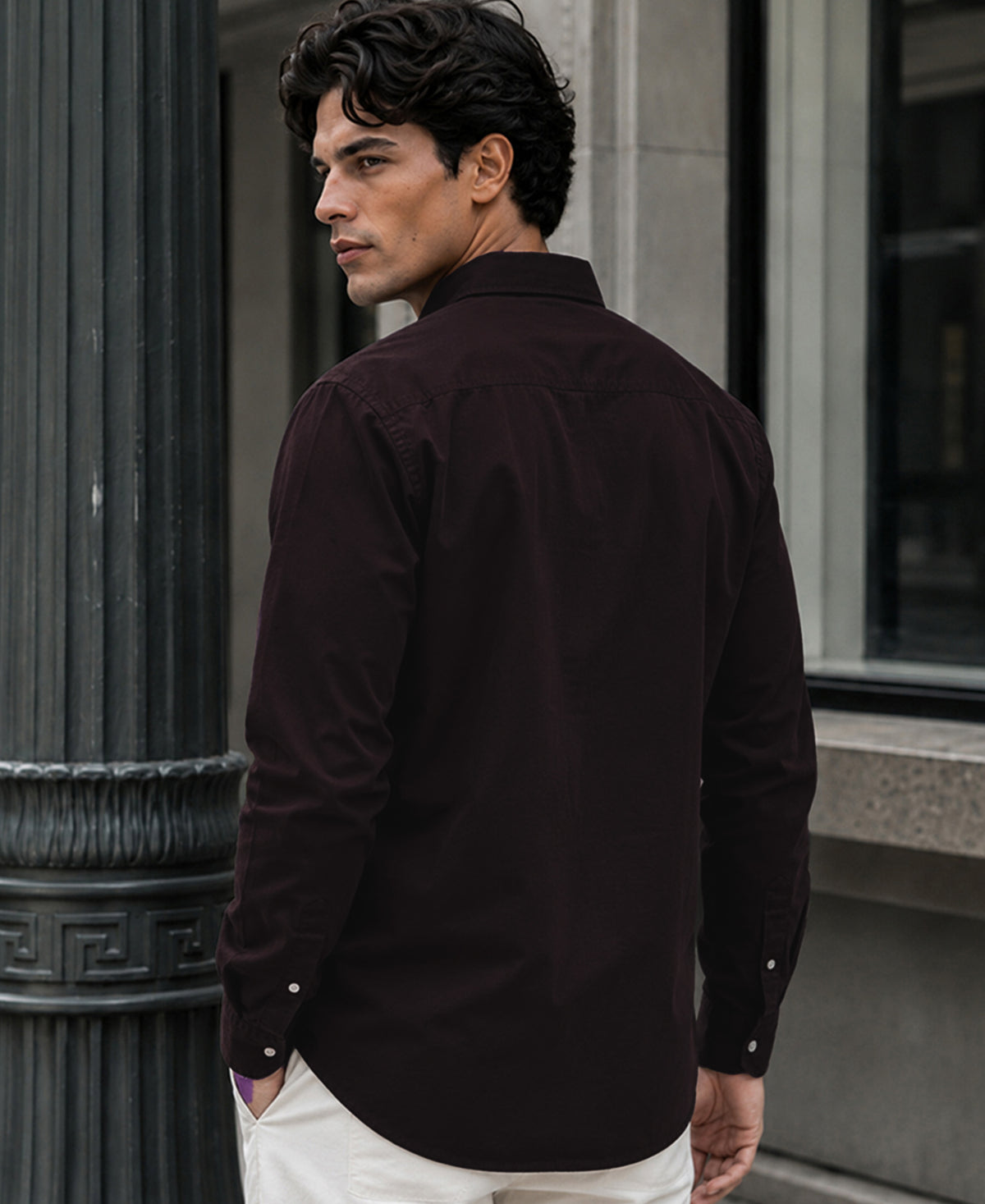 Wine Oxford Botton Down Shirt
