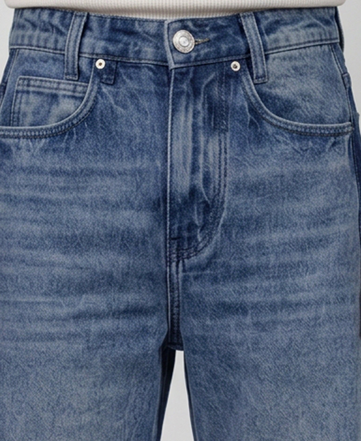 Dark Blue Paneled Baggy Jeans