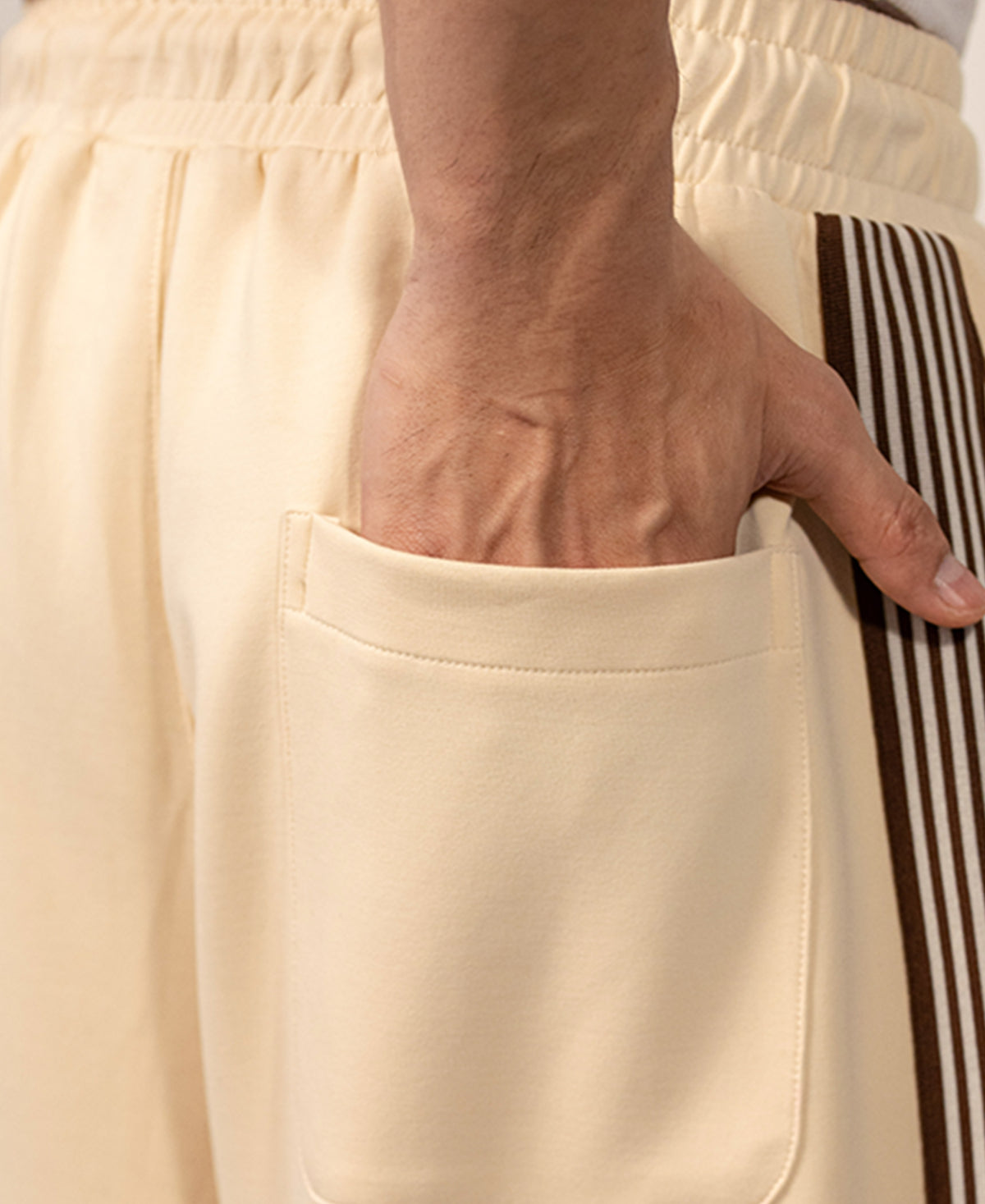 Cream Tape Detail Baggy Trackpant