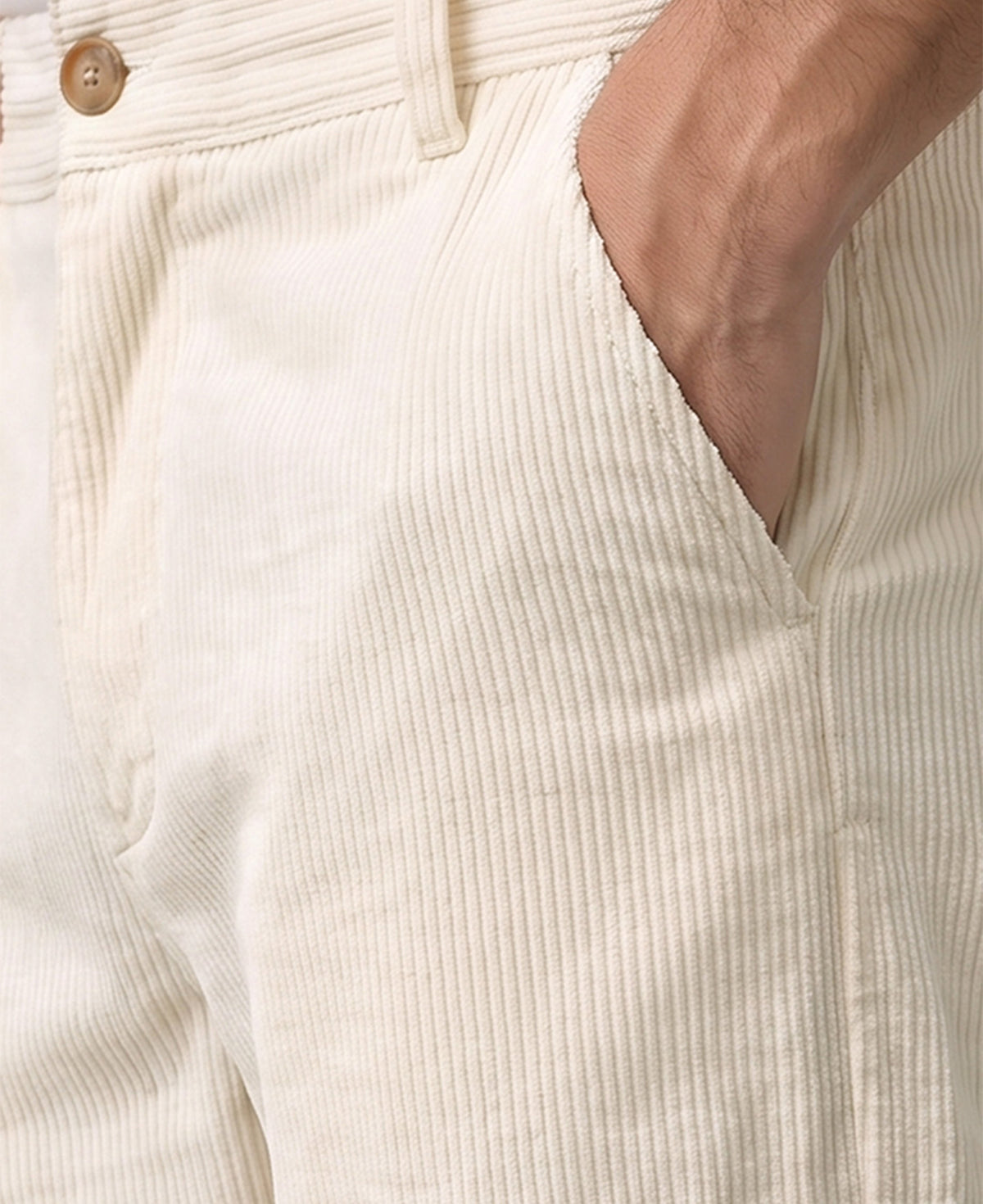 Cream Side Pocket Baggy Fit Track Pant