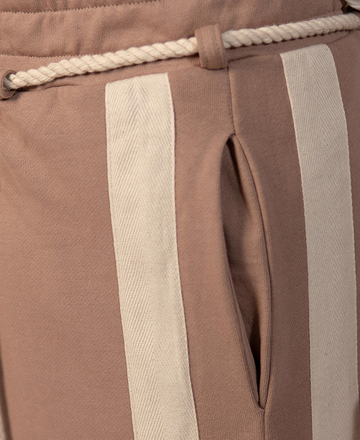 Beige Panelled Barrel Fit Trackpant