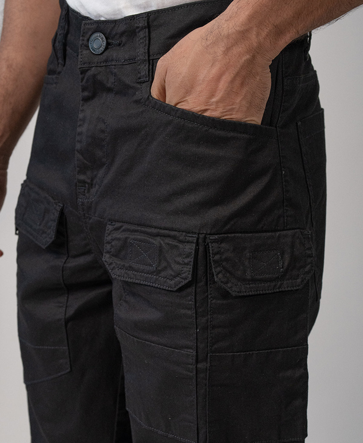 Black Cotton Cargo Pant