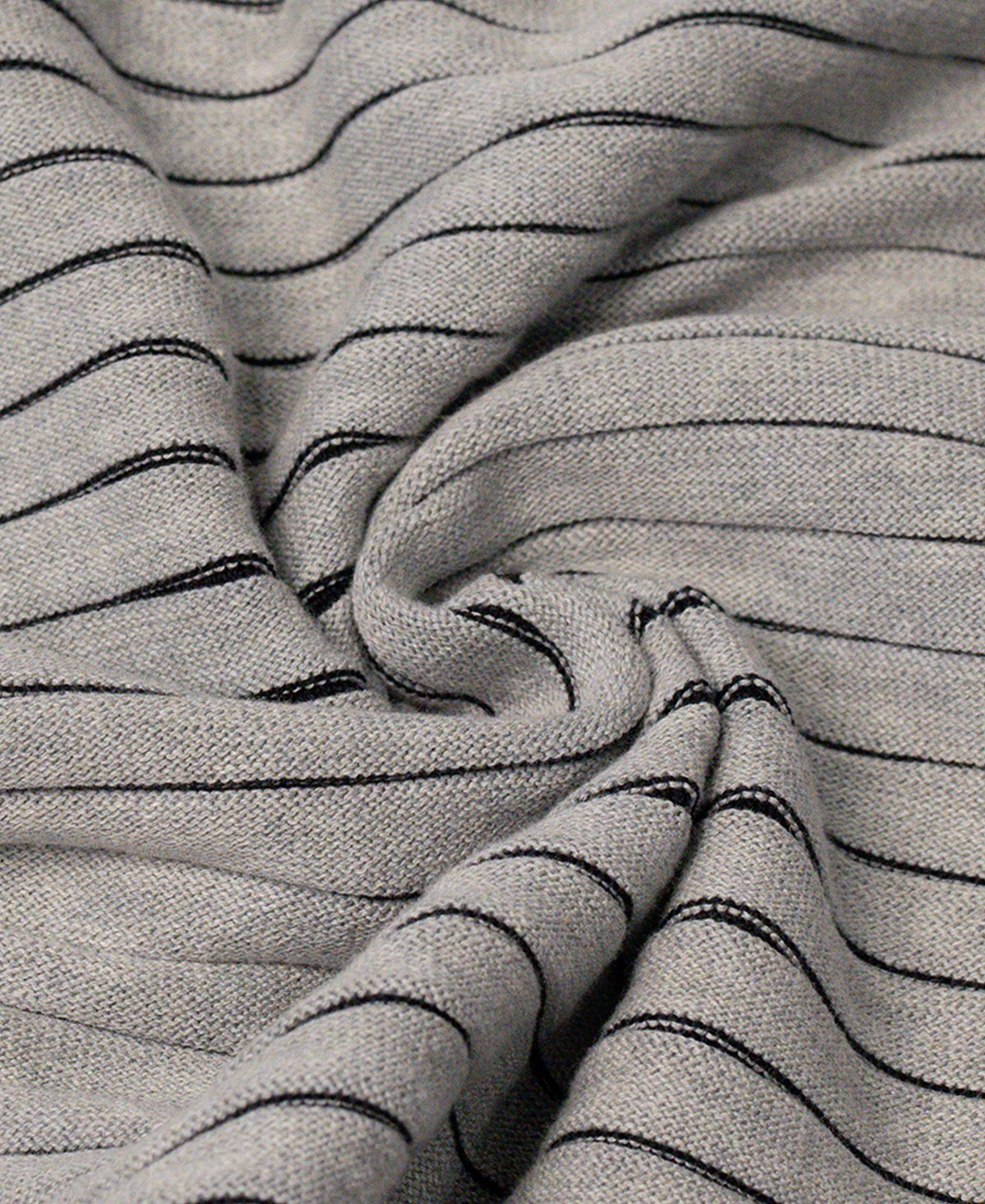 Grey Striped Knit T-Shirt