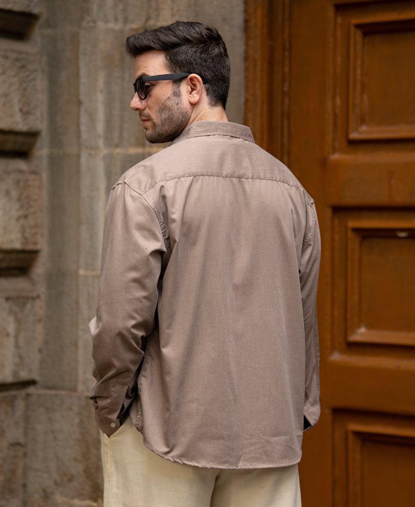 Dark Beige Printed Lightweight Shirt