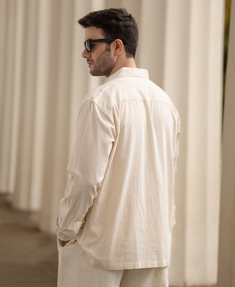Natural Floral Embroidery Shirt