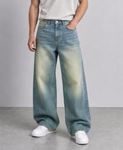 Tinted Blue Washed Baggy Denim Jeans