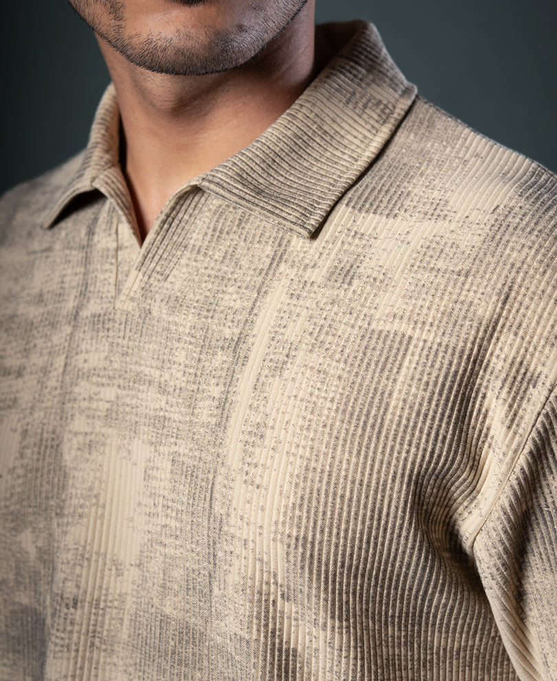 Beige Grunge Print T-Shirt.