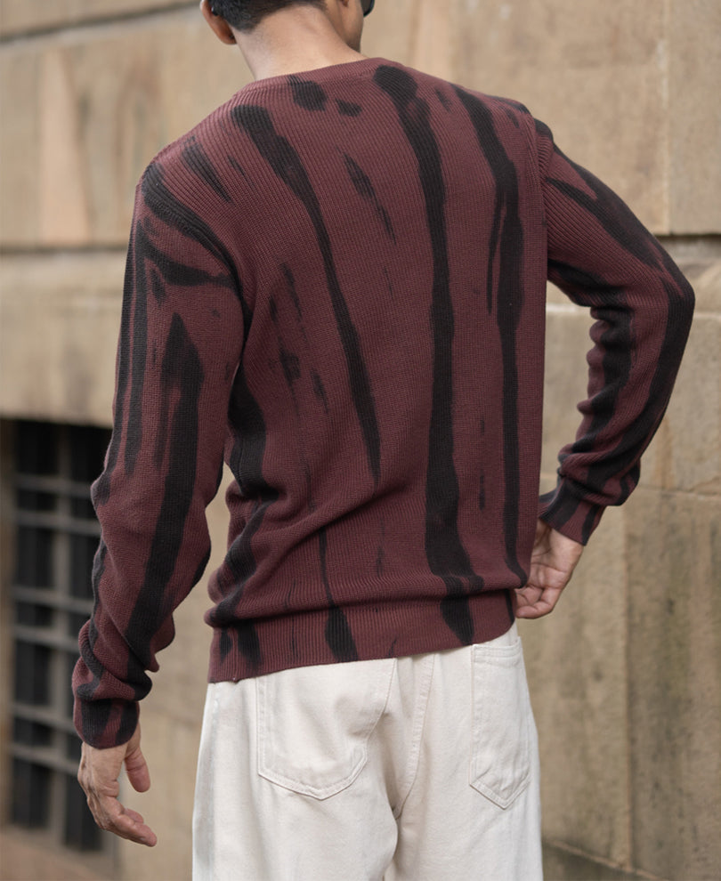 Brown Flat Knit Cotton T-Shirt.