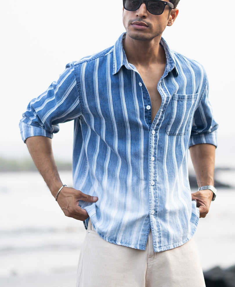Denim Stripe Ombre Shirt.