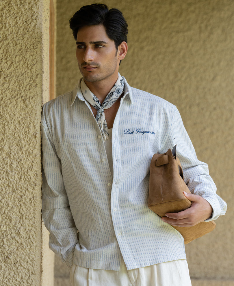 Linen Blend Stripe Overshirt