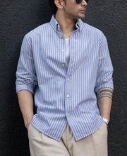 Blue Oxford Stripe Buttondown Shirt.