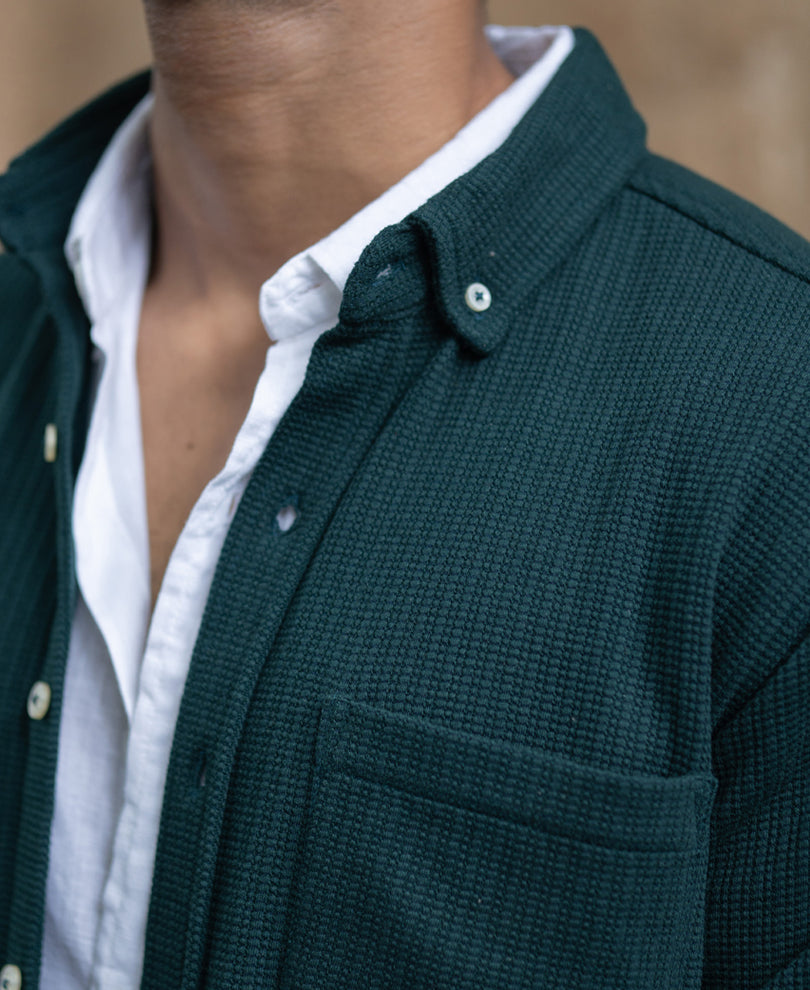Pine Structured Knit Shirt.