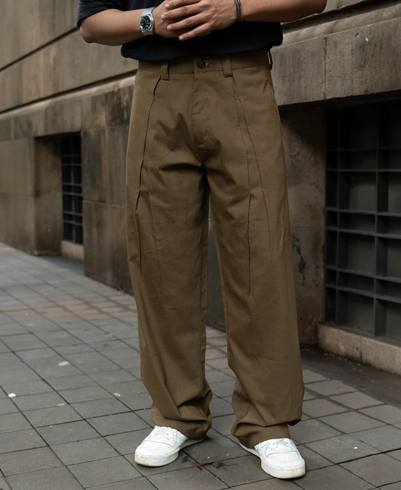 Brown Pleated Trousers