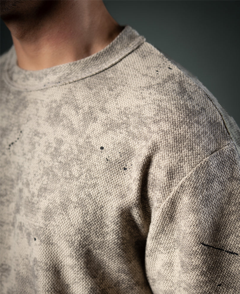 Dark Beige Tie Dye Print T-Shirt.