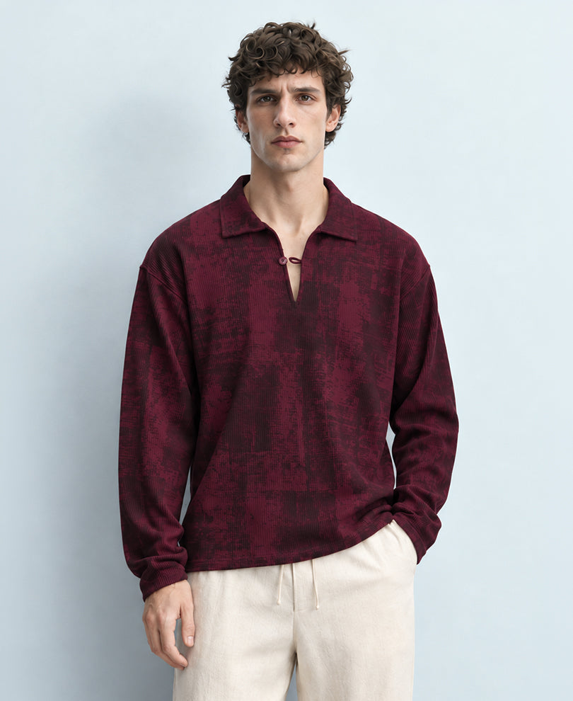 Wine Abstract Print Polo T-Shirt