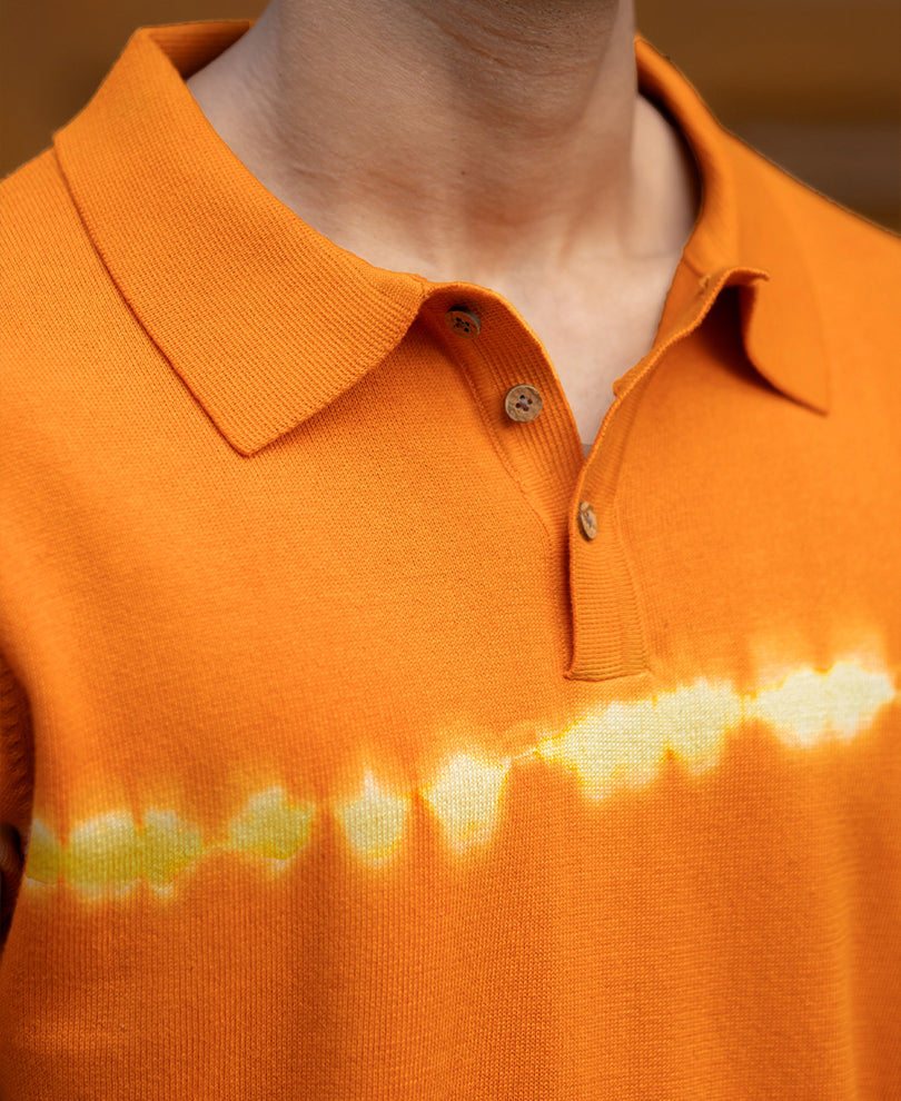 Mustard Tie-Dye Knitted T-Shirt.