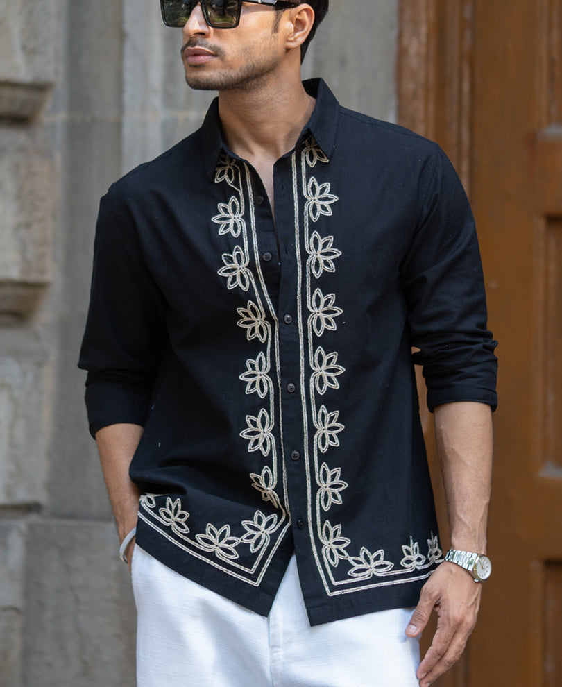 Black Lotus Embroidery Shirt.