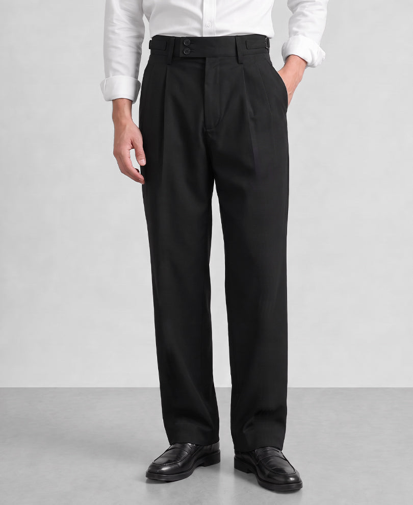 Black Pleated Gurkha Pants
