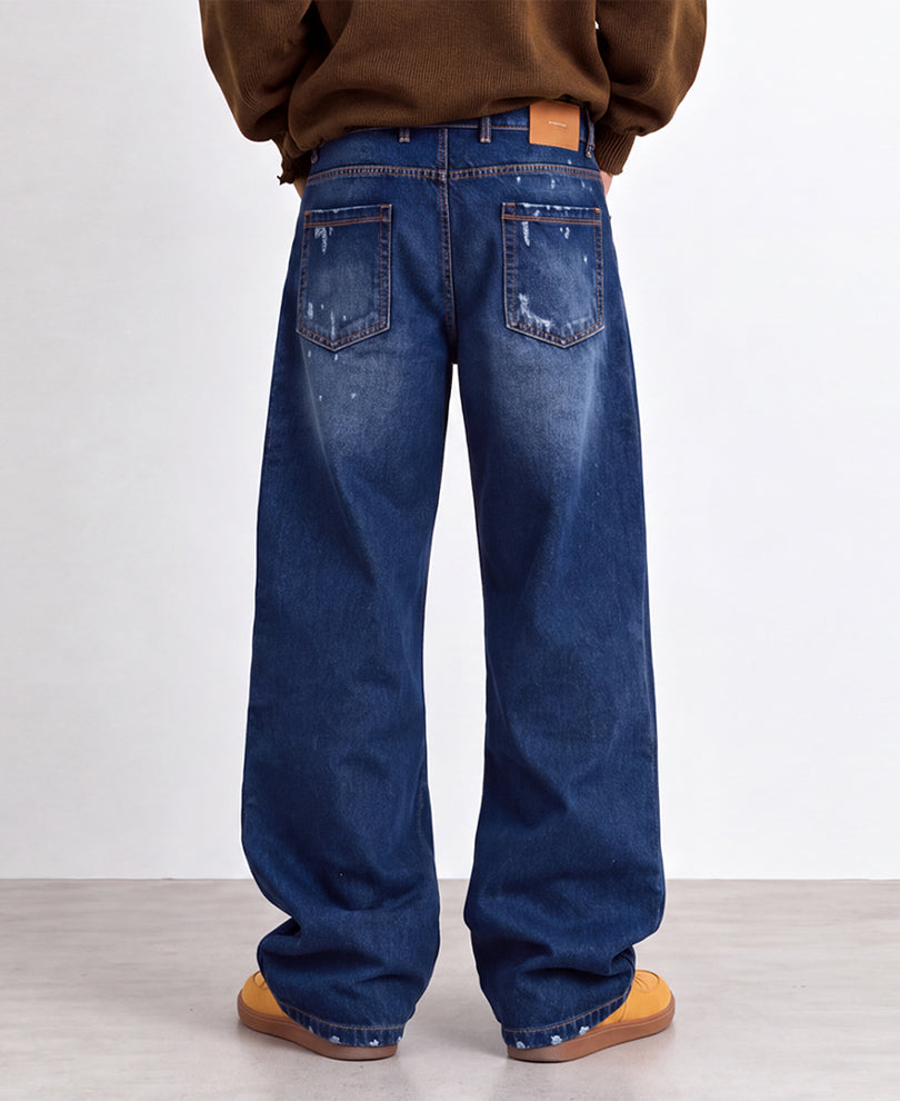 Blue Distressed Baggy Jeans