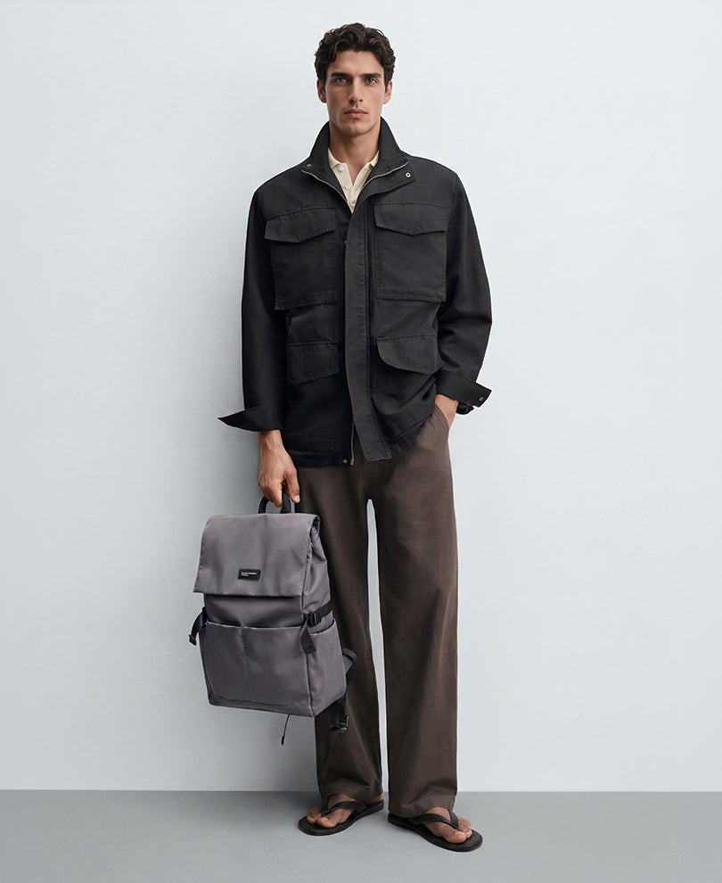 Grey Multipockets Backpack