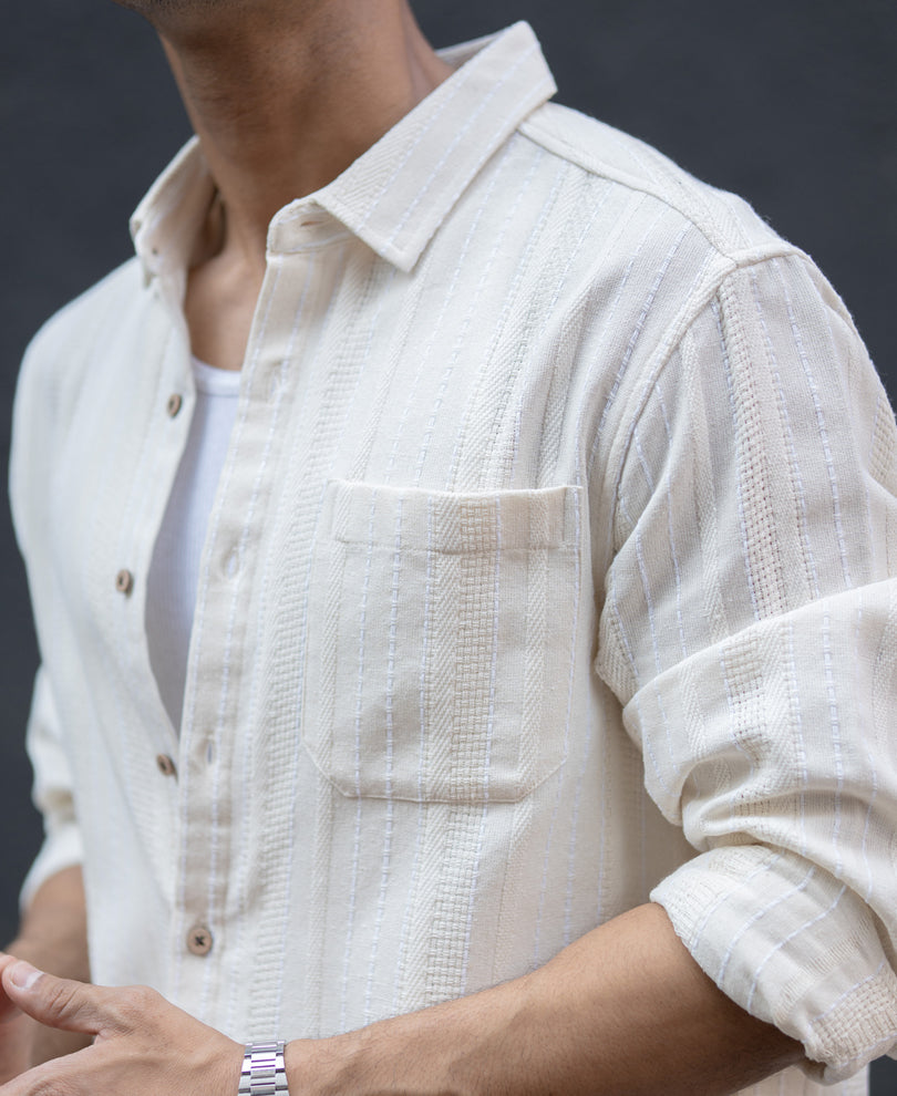 Off White Structure Stripe Shirt.
