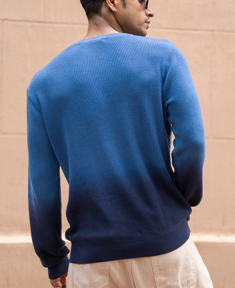 Blue Ombre Cotton Sweater.