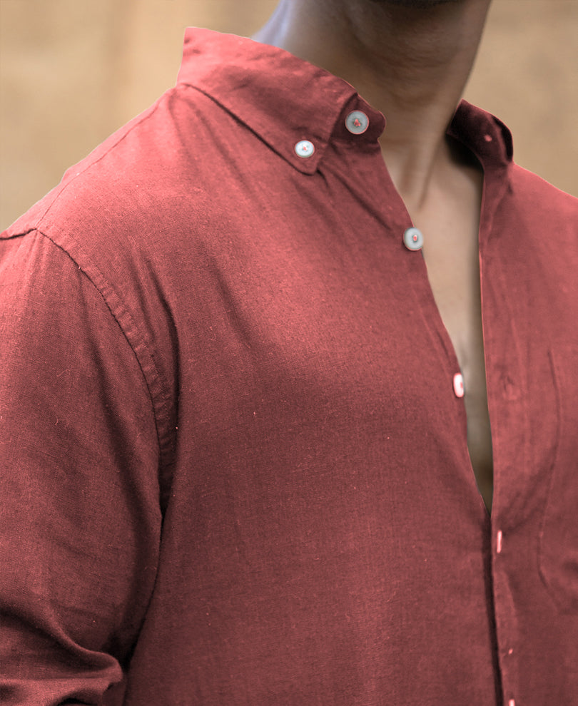 Brick Linen Blend Shirt.