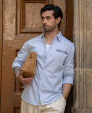 Blue Embroidered Checks Shirt