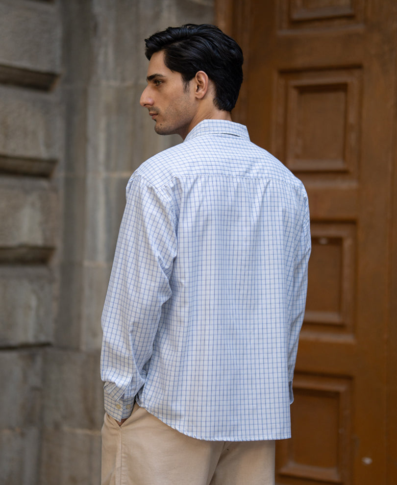 White Micro Checks Printed Shirt
