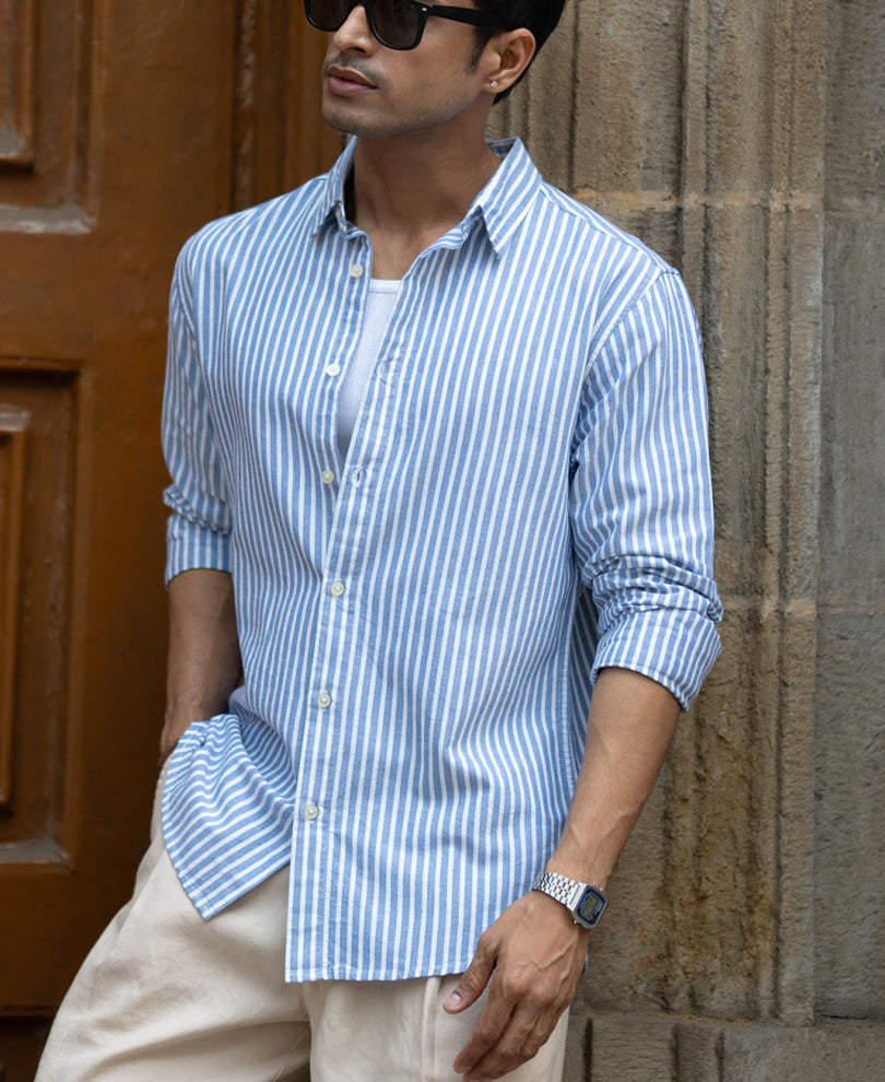 Blue Oxford Stripe Shirt.