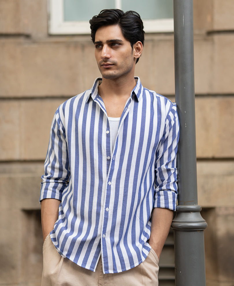 Blue Nautical Stripe Shirt.