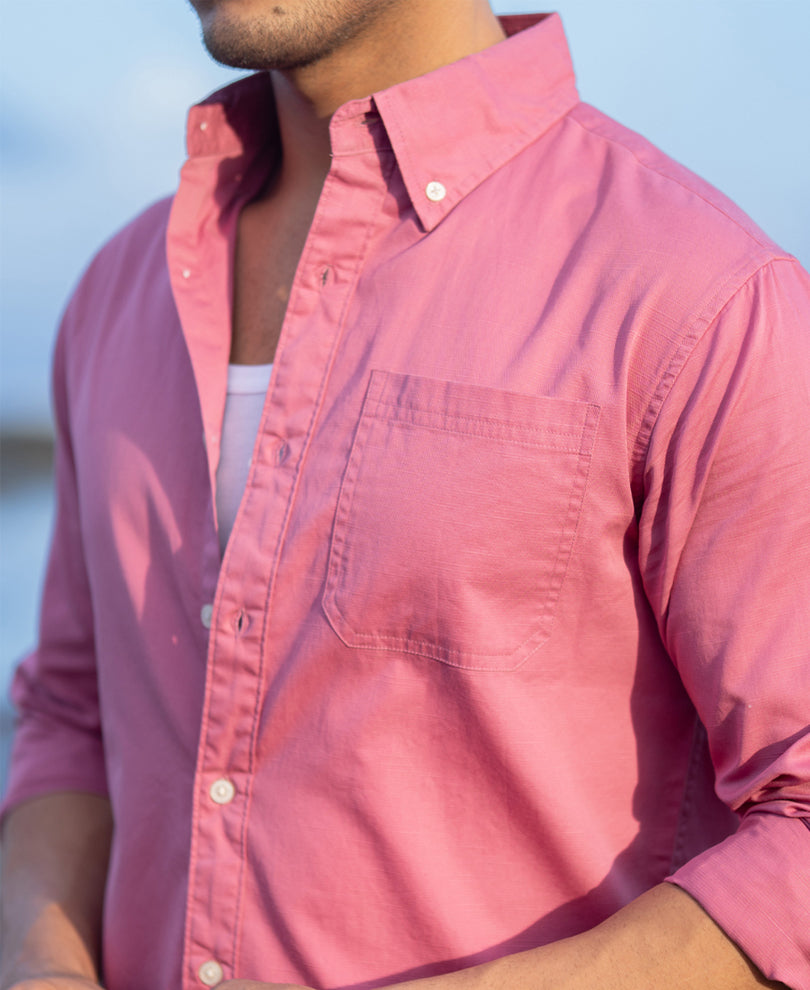 Rogue Pink Structured Buttondown Shirt.