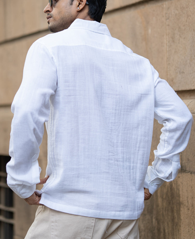 White Embroidered Kurta Shirt.