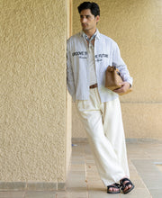 White Embroidered Stripe Shirt 100% Cotton