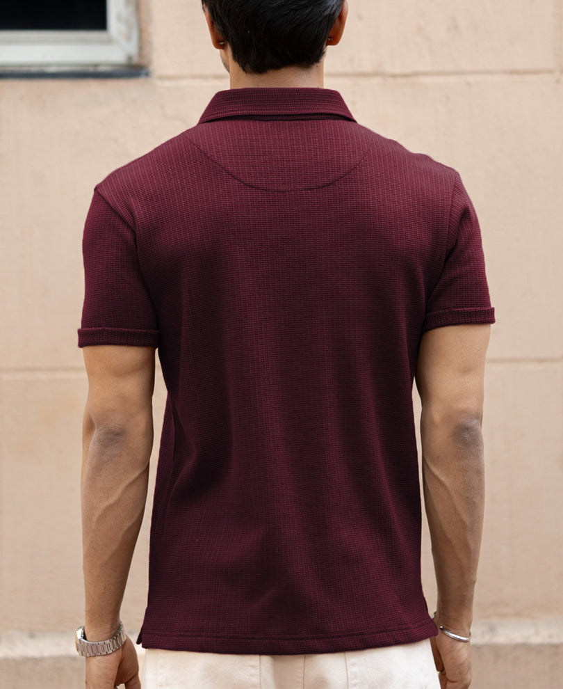Wine Zipper Polo T-Shirt.