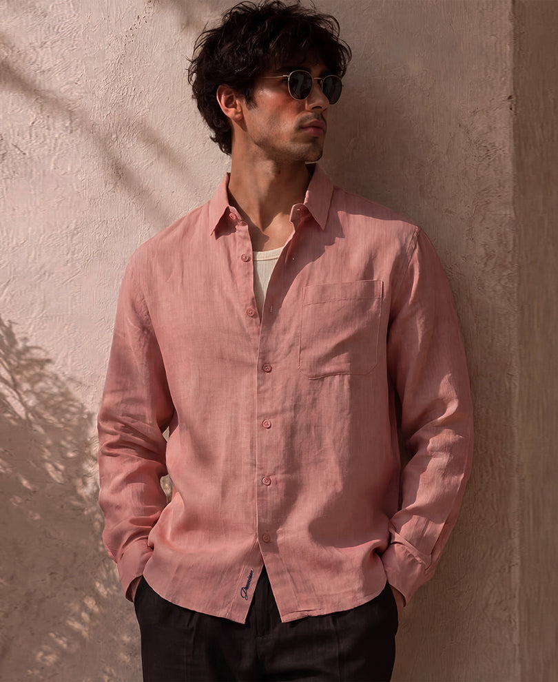 Dusty Pink 100% Linen Shirt