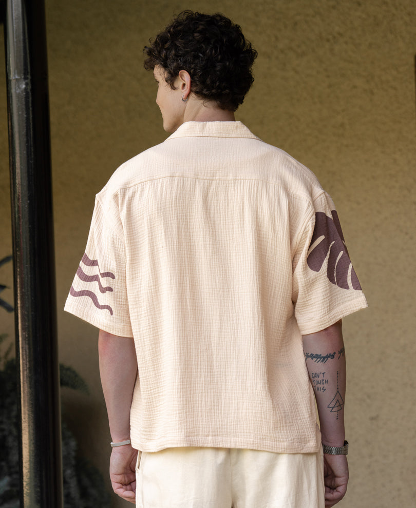 Beige Structure Print Shirt