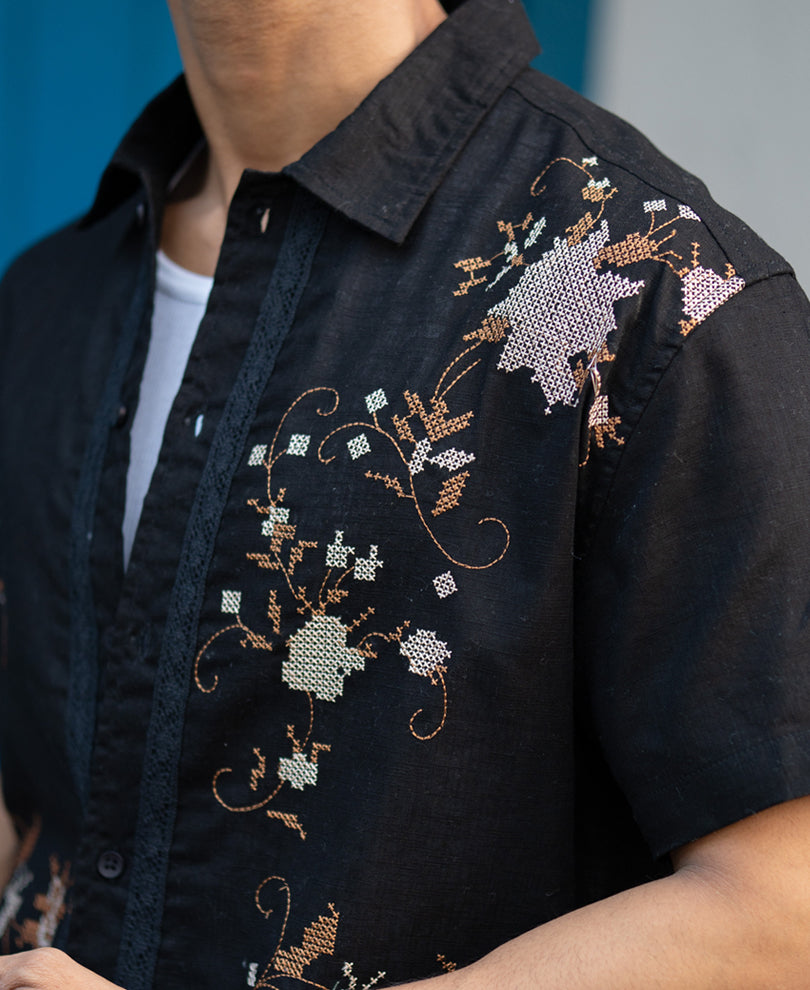 Black Embroidered Shirt.