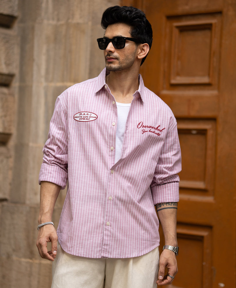 Light Pink Embroidered Stripe Shirt