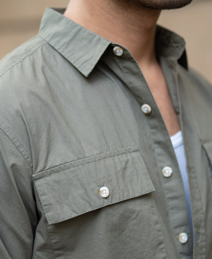 Green Double Pocket Lightweight Shirt.