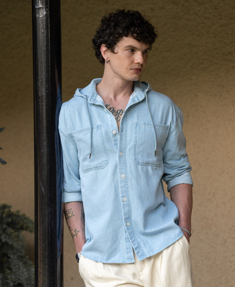 Light Blue Double Pocket Denim Shirt
