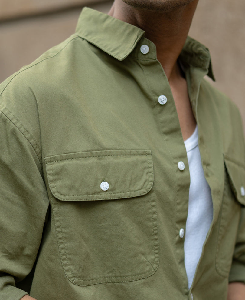 Green Double Pocket Lightweight Shirt.
