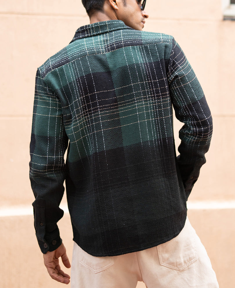 Olive Ombre Checks Shirt.