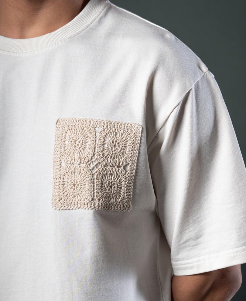Off White Crochet Patch T-Shirt.