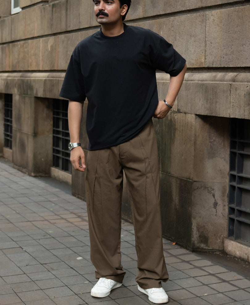 Brown Pleated Trousers