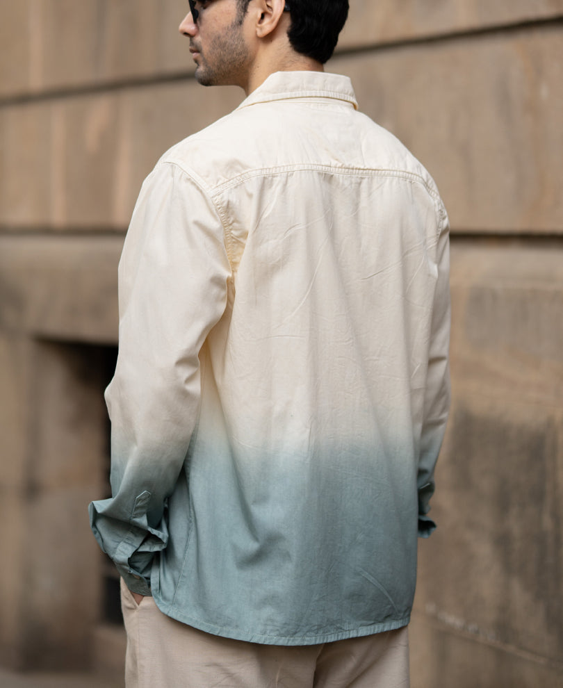 Butter Yellow Structured Ombre Shirt.