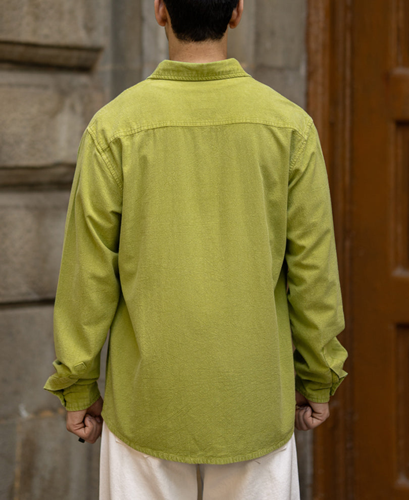 Parrot Green Washed Shirt 100% Cotton