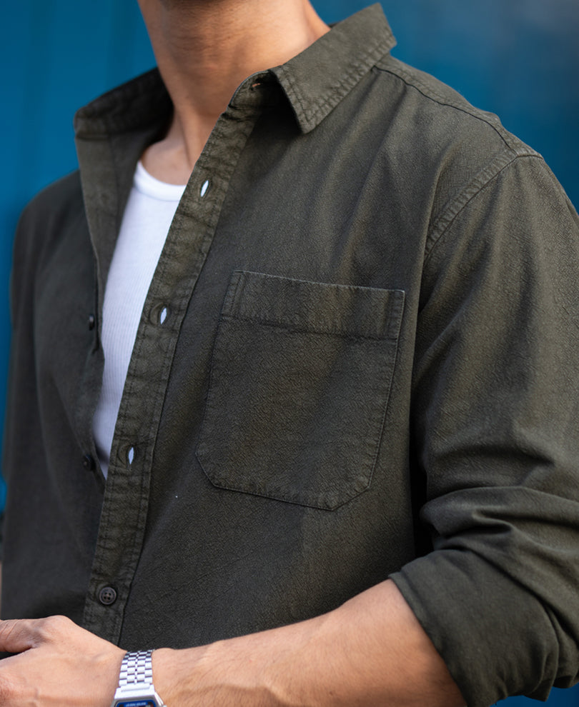 Olive Denim Shirt